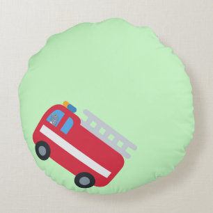 Cute fun Dinosaur drive Fire engine Back To School Round Pillow