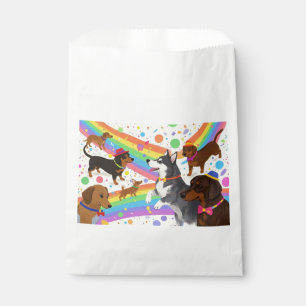 Cute fun dogs with rainbow  favour bag
