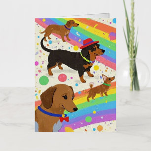 Cute fun dogs with rainbow foil greeting card
