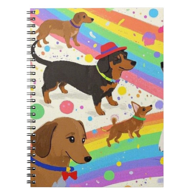 Cute fun dogs with rainbow  notebook (Front)