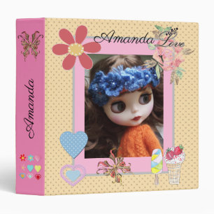 Cute fun doll for girl gradient decor retro design binder