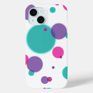 Cute Fun Dots Pattern in Purple Pink Teal Colours iPhone 15 Case