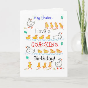 Cute Fun Ducklings Quacking Birthday, for Godson Card