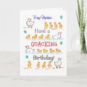 Cute Fun Ducklings Quacking Birthday, for Nephew Card