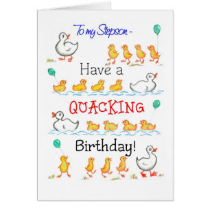 Cute Fun Ducklings Quacking Birthday, for Stepson
