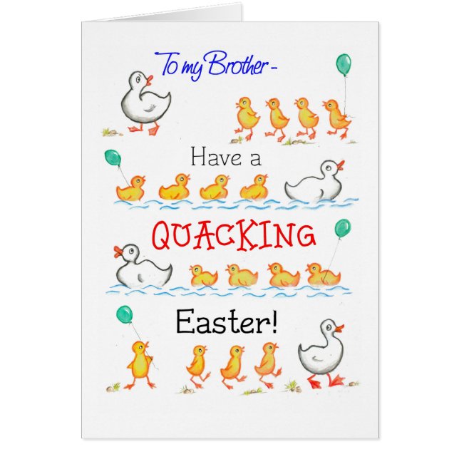 Cute Fun Ducklings Quacking Easter, for Brother (Front)