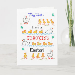 Cute Fun Ducklings Quacking Easter, for Uncle Holiday Card