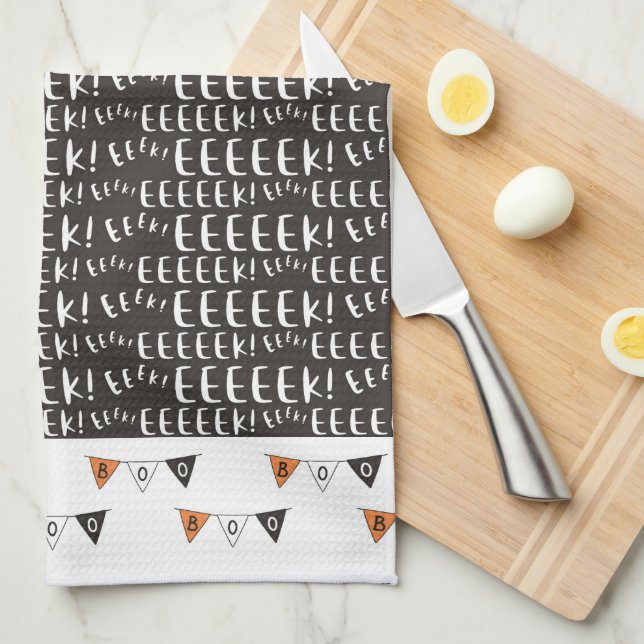 Cute Fun Eeek Boo Banner Halloween Kitchen Towel (Quarter Fold)