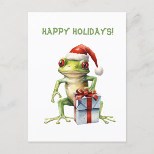 Cute Fun Fabulous Frog Christmas Holiday Postcard