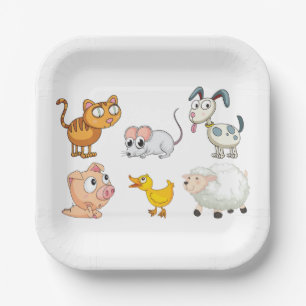 Cute Fun Farm Animals Paper Plate