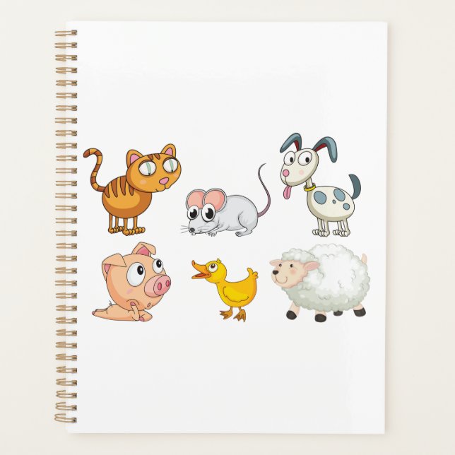 Cute Fun Farm Animals Planner (Front)