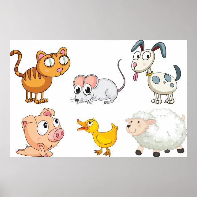 Cute Fun Farm Animals Poster (Front)