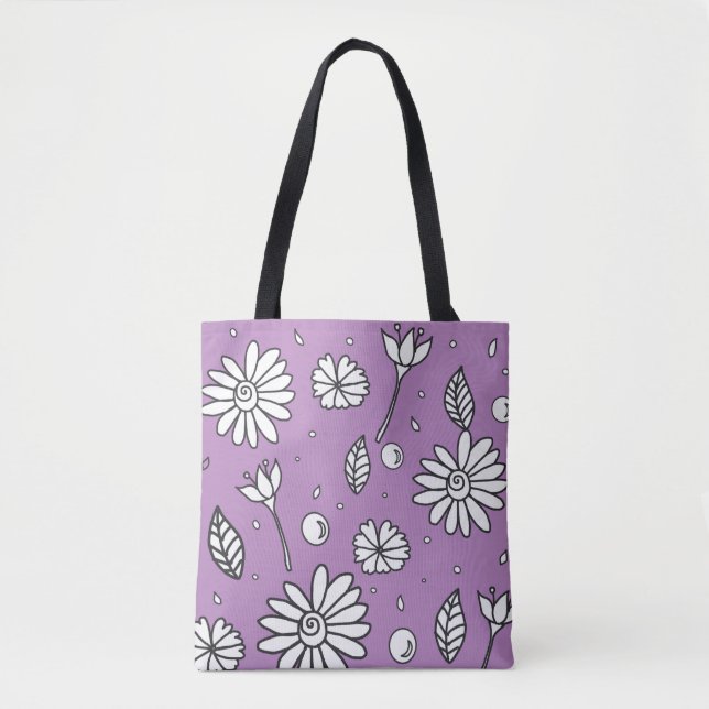  Cute Fun Flower Summer Tote In Lavendar (Front)