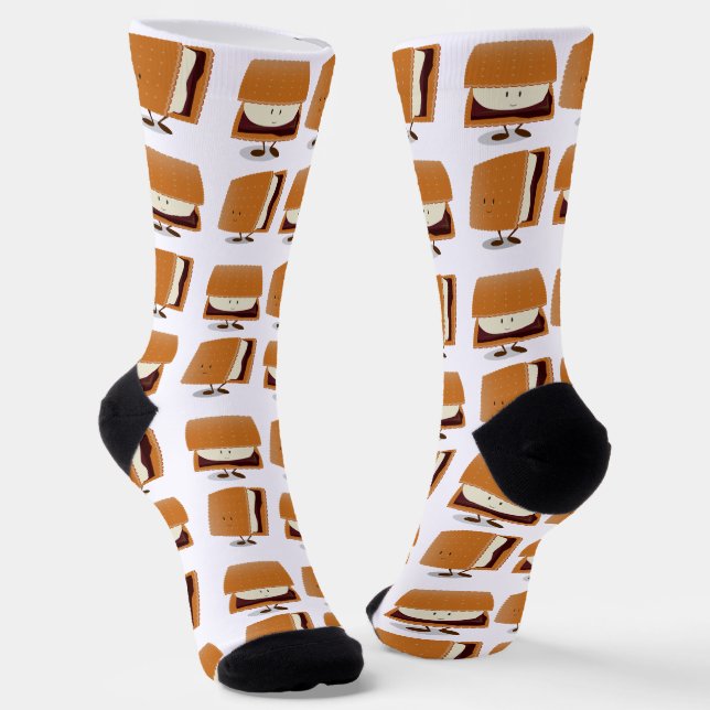 Cute Fun Food S’more Pattern Socks (Angled)