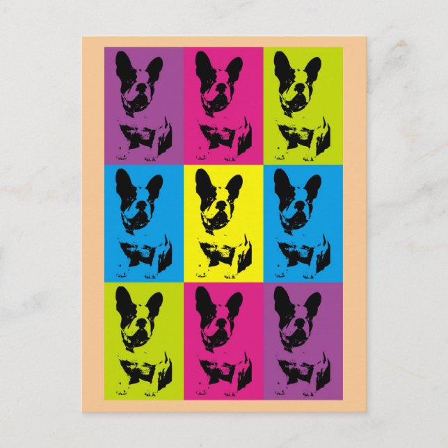 Cute Fun French Bulldog Frenchie Pop Art Postcard (Front)