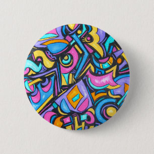 Cute Fun Funky Colourful Bold Whimsical Shapes 2 Inch Round Button