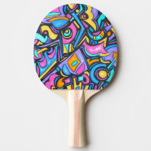 Cute Fun Funky Colourful Bold Whimsical Shapes Ping Pong Paddle
