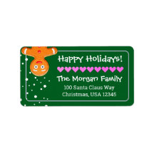 Cute & Fun Gingerbread Man Green Holiday Address