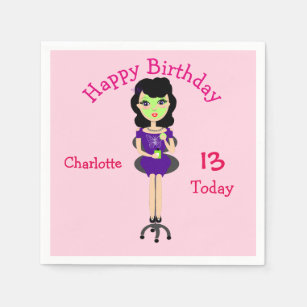 Happy Birthday Girly Girlie Girl Napkins Zazzle Ca