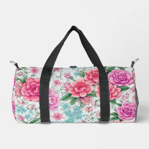 Cute Fun Girly Vintage Floral Pattern Duffel Bag