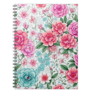 Cute Fun Girly Vintage Floral Pattern Notebook