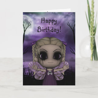 Cute Fun Gothic Fairy Happy Birthday 1 Card
