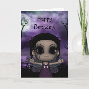 Cute Fun Gothic Fairy Happy Birthday 3 Card