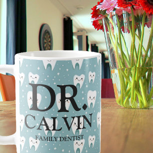 Cute Fun Green Tooth Dentist Pattern Coffee Mug