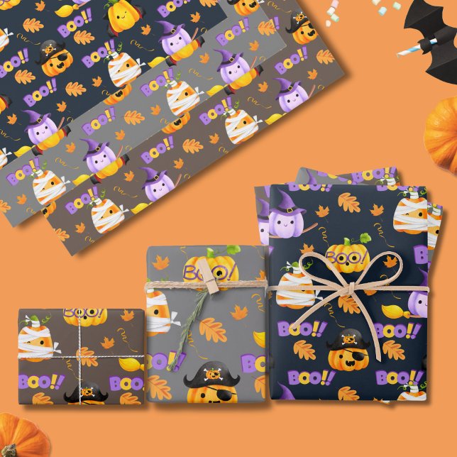 Cute Fun Halloween Costume Pumpkin  Wrapping Paper Sheet (Creator Uploaded)