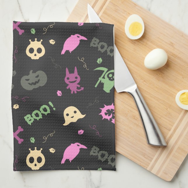 Cute Fun Halloween Pattern Kitchen Towel (Quarter Fold)
