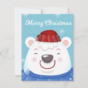 Cute Fun Holiday Polar Bear Merry Christmas Ca Card