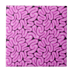 Cute Fun Hot Pink Zombie Brain Halloween Pattern Tile