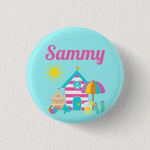 Cute Fun Kids Beach Summer 1 Inch Round Button