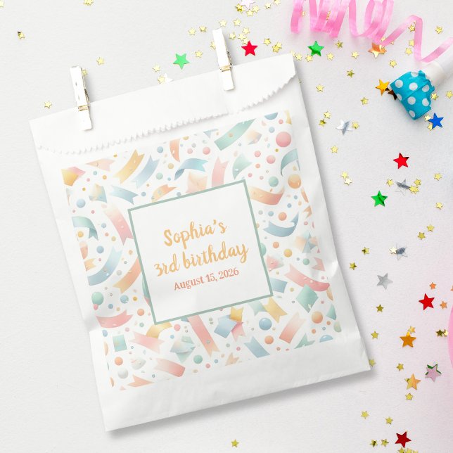 Cute Fun Kids Confetti Colourful Pastel Birthday Favour Bag (Creator Uploaded)