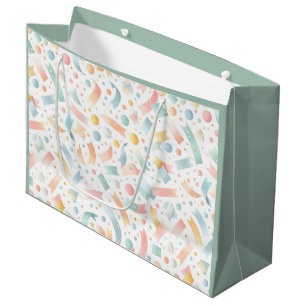 Cute Fun Kids Confetti Colourful Pastel Birthday Large Gift Bag