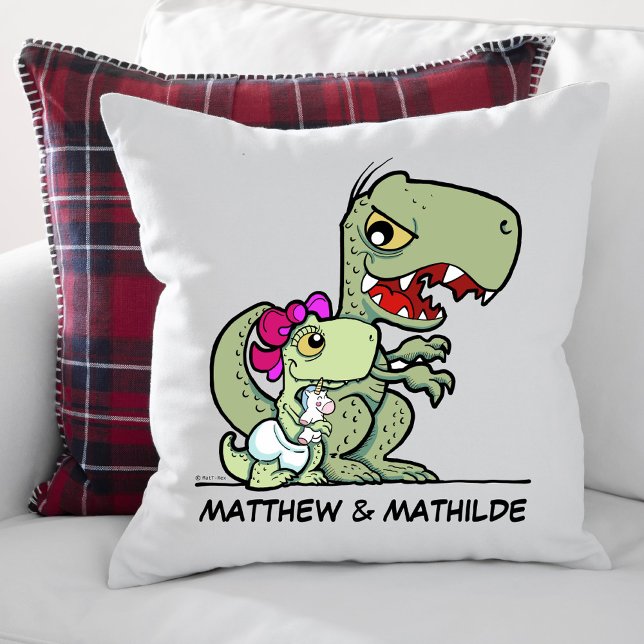 Cute Fun Little Sister T-Rex Dinosaur Name Throw Pillow (Cute Fun Little Sister T-Rex Dinosaur Name Throw Pillow)