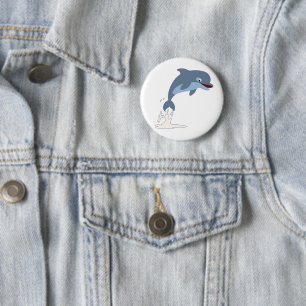 Cute Fun-Loving Cartoon Dolphin 2 Inch Round Button