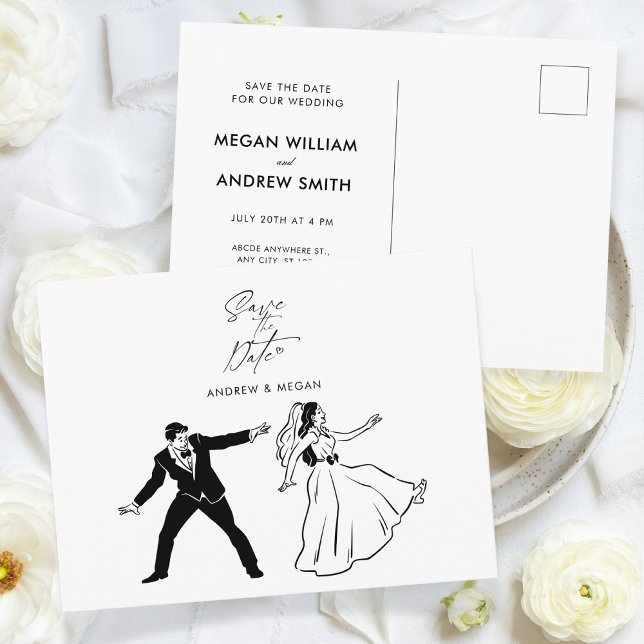 Cute fun minimalist wedding couple postcard (Creator Uploaded)