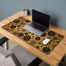 Cute Fun Modern Trendy Floral Pattern Black & Tan