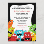 Cute fun monsters boy's birthday party invitation<br><div class="desc">This 5x7 boys birthday party invite has a cute colourful monster theme.  At the bottom,  there are some cute monsters waving with your easily customizable party information in the centre.  Copyright Babystar Design.</div>