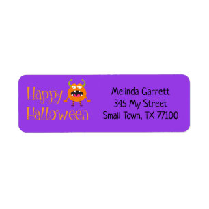 Cute Fun Orange Little Monster Custom Address