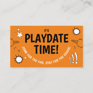 Cute Fun Orange Playdate Mom Friends Calling Business Card