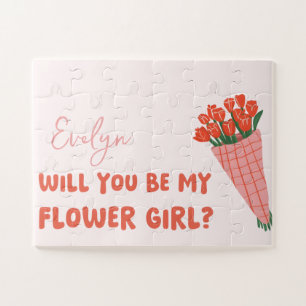 Cute, Fun, Personalized Flower Girl Proposal Jigsaw Puzzle