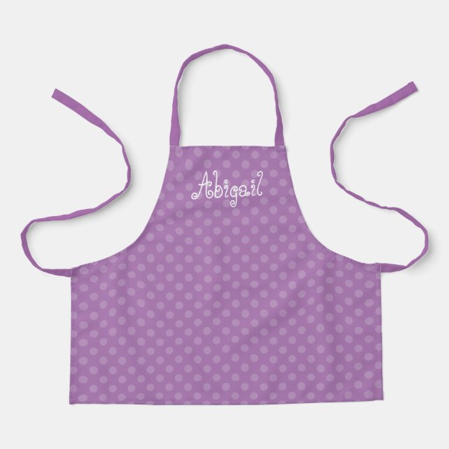Cute Fun Personalized Lavender Polka Dot Pattern Apron (Front)