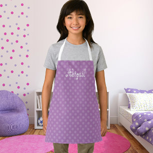 Cute Fun Personalized Lavender Polka Dot Pattern Apron