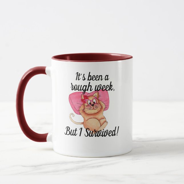 Cute Fun Personnalisable Chat Funny I Survived Mug (Gauche)