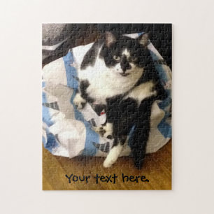 Cute Fun personnalisé Tuxedo Cat Christmas Puzzle