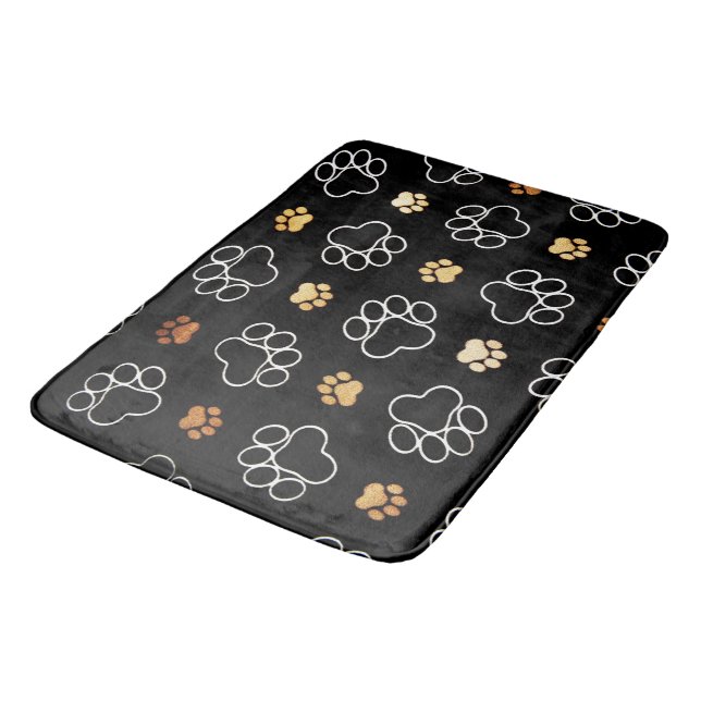 Cute Fun Pet Dog Paw Print Bath Mat (Angled)