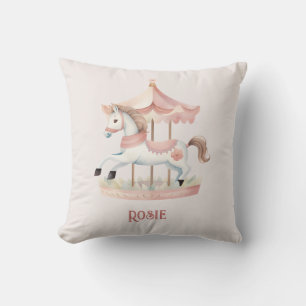 Cute fun Pink Circus Carousel Child's Throw Pillow