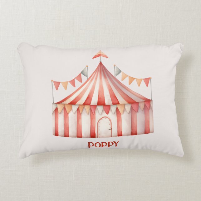 Cute fun Pink Circus Tent Child's  Accent Pillow (Front)